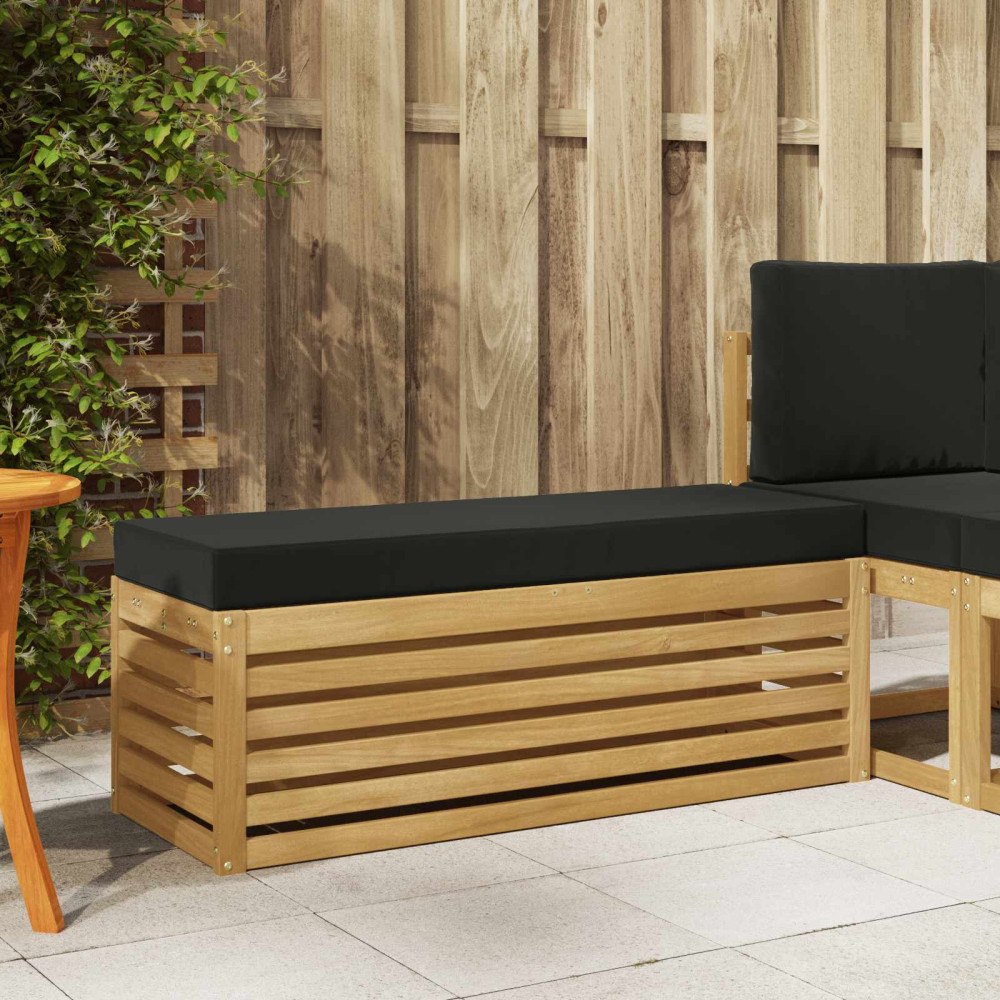 vidaXL Utomhuspall med kudde Vit 115 x 43 x 45 cm Massivt Akaciaträ