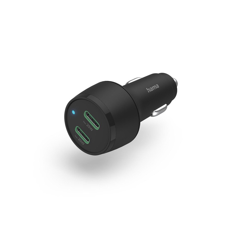 Hama Car Charger12-24V 2xUSB-C PD 45W Black