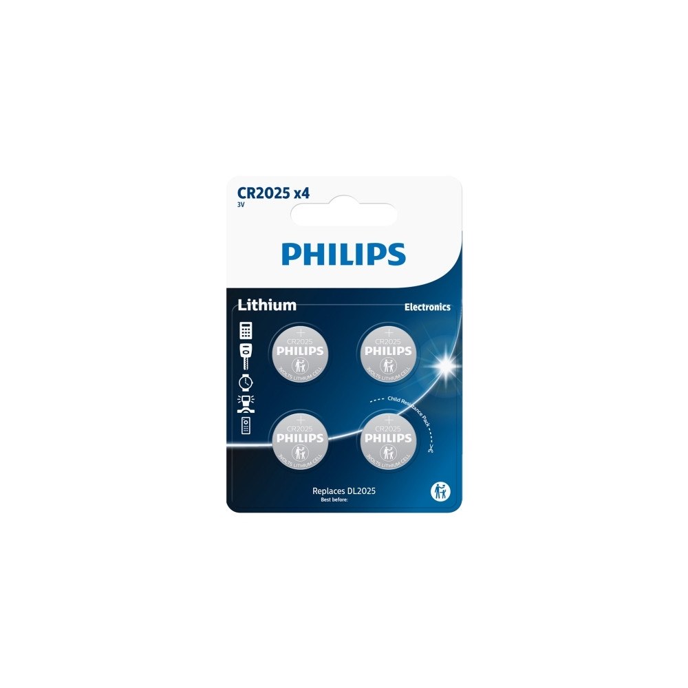 Philips PHILIPS CR2025 litium knappcellsbatteri 4-pack