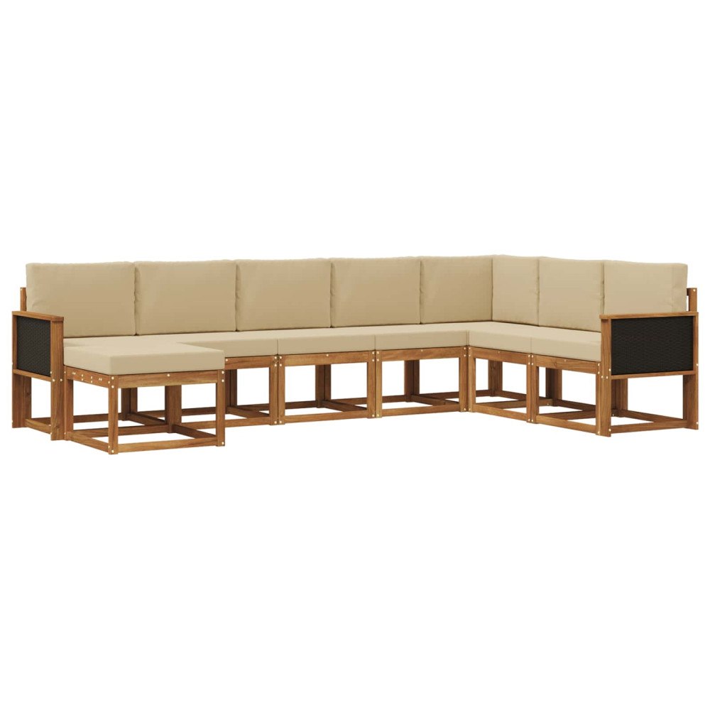 vidaXL Utomhussoffset 8 st Naturlig och Beige Massivt Akaciaträ