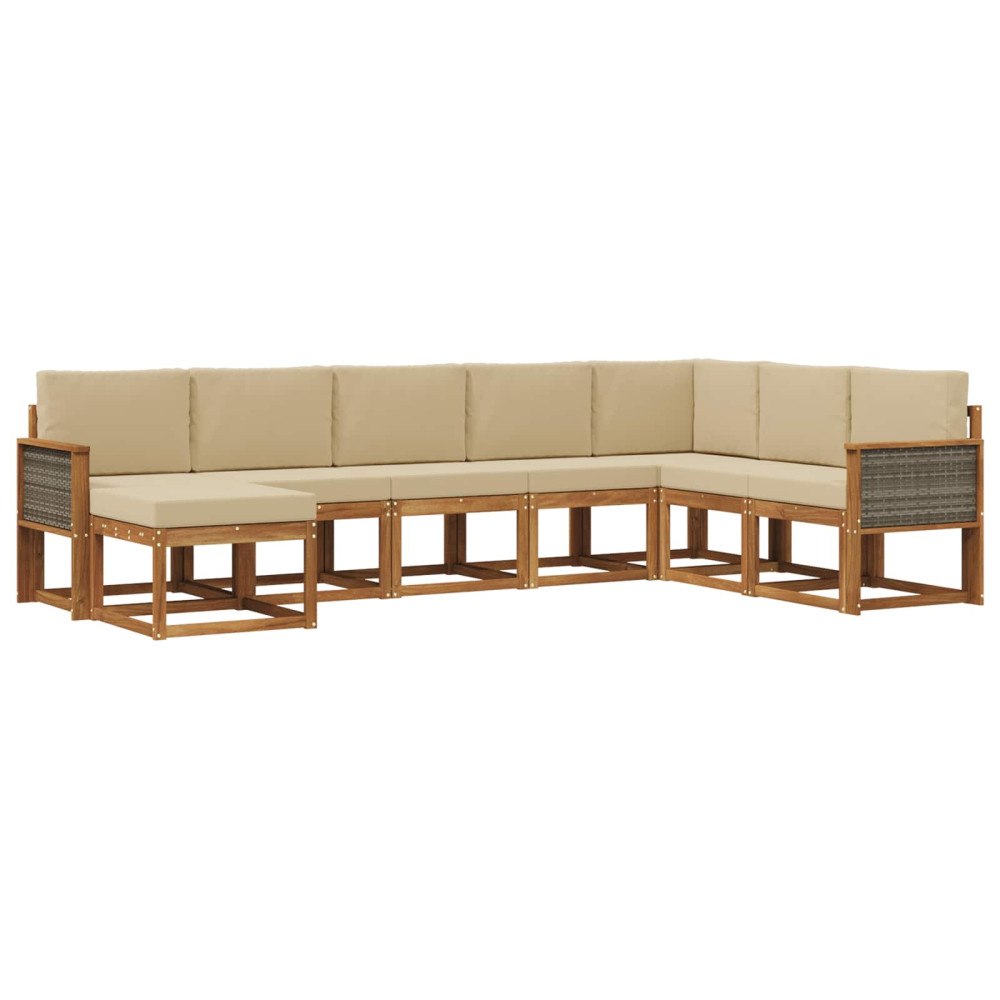 vidaXL Utomhussoffset 8 st Naturlig och Beige Massivt Akaciaträ