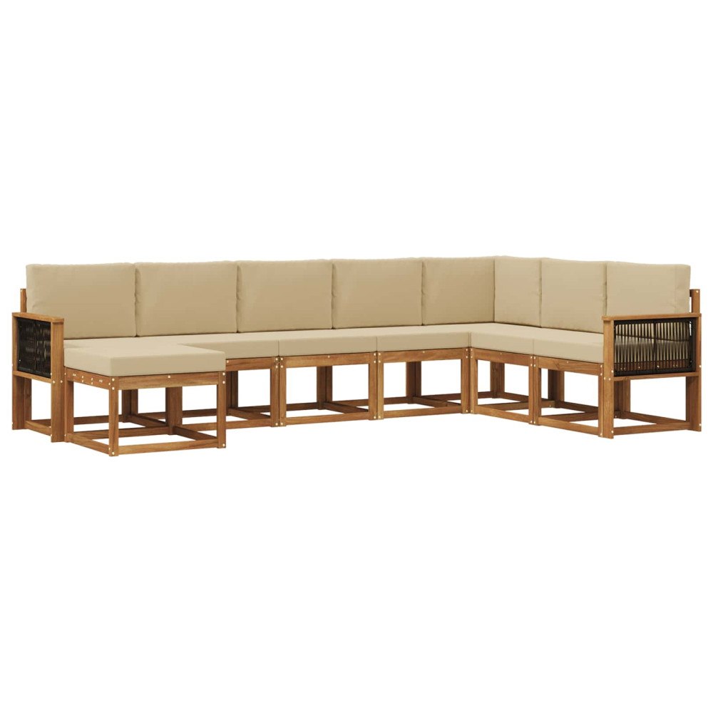 vidaXL Utomhussoffset 8 st Naturlig och Beige Massivt Akaciaträ