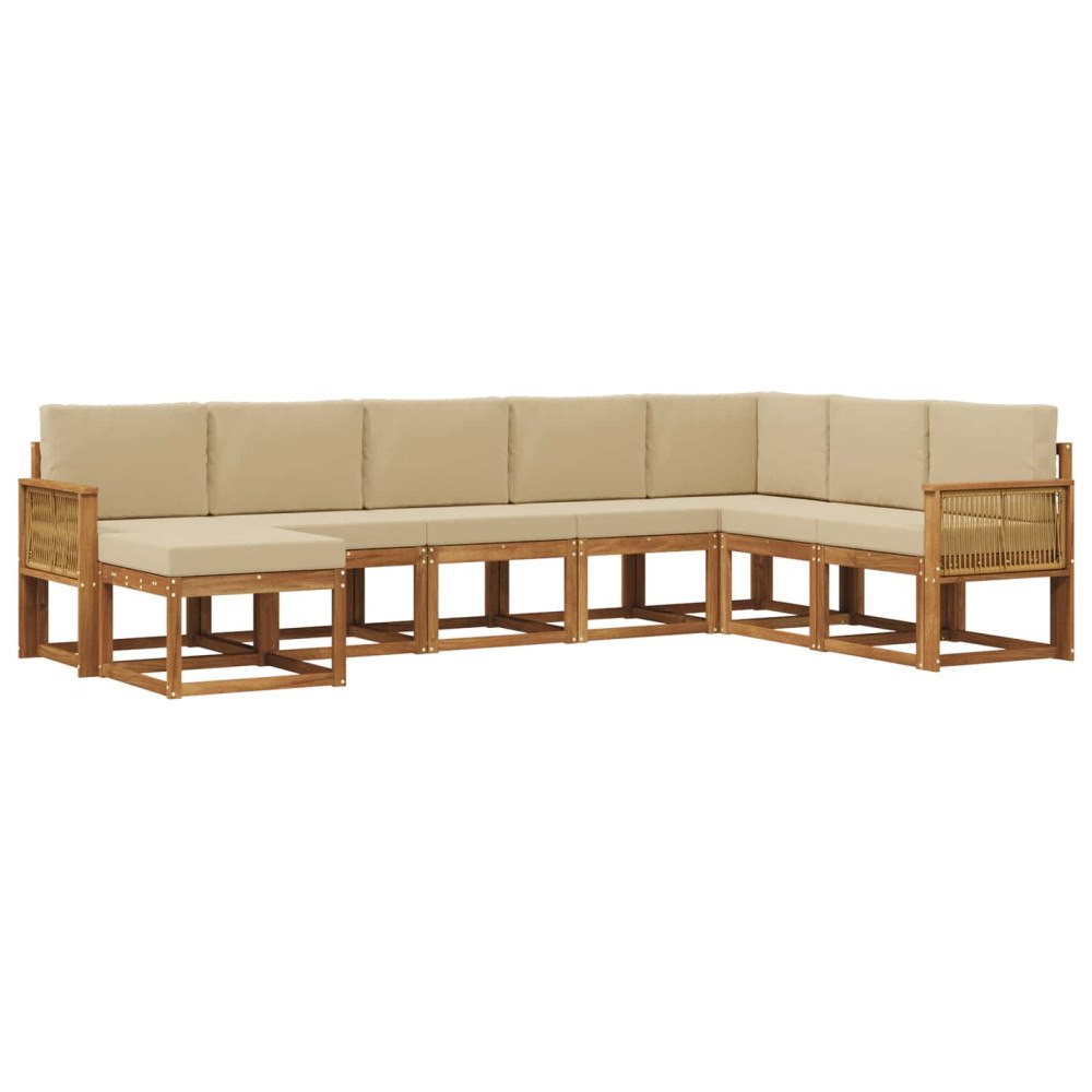 vidaXL Utomhussoffset 8 st Naturlig och Beige Massivt Akaciaträ