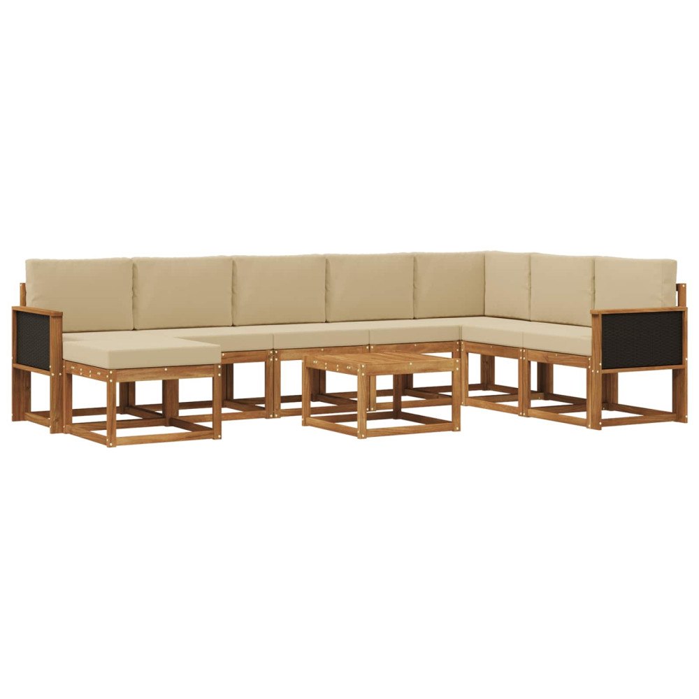 vidaXL Utomhussoffset 9 st Naturlig och Beige Polyester