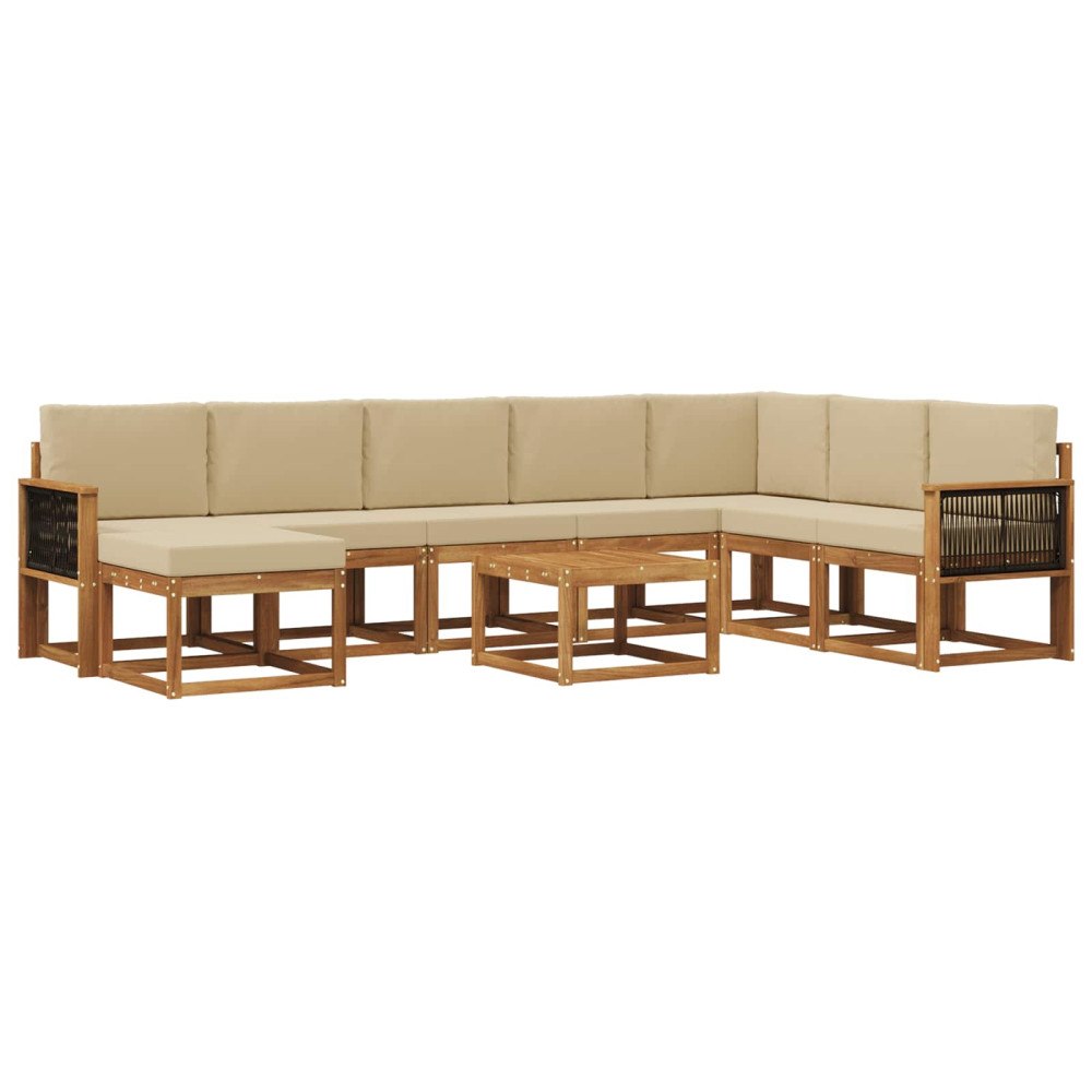 vidaXL Utomhussoffset 9 st Naturlig och Beige Polyester