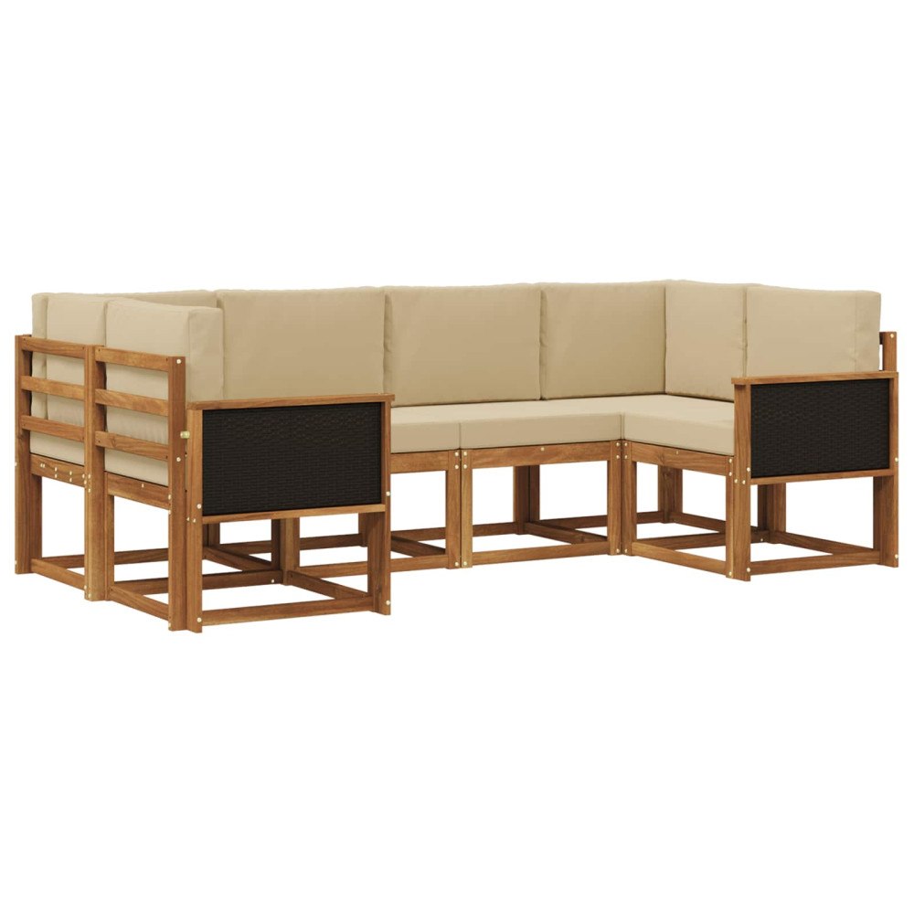 vidaXL Utomhussoffset 6 st Naturlig och Beige Massivt Akaciaträ