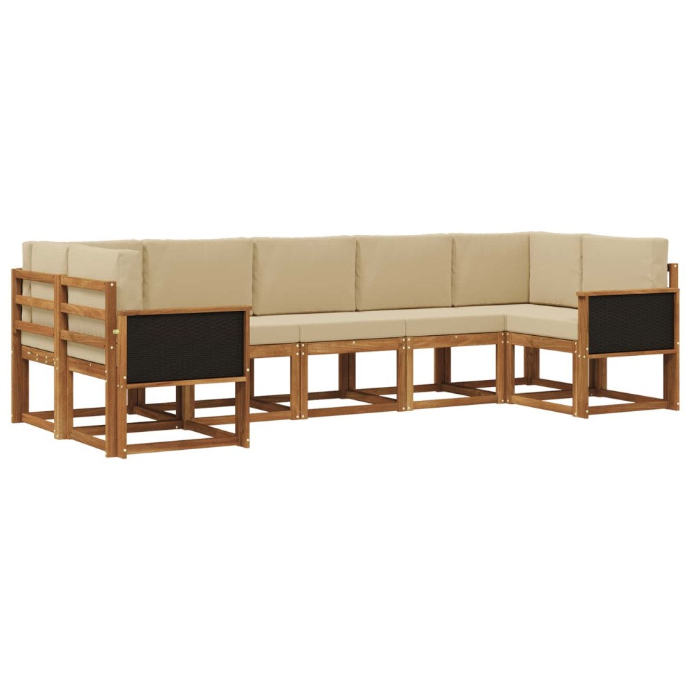 vidaXL Utomhussoffset 7 st Naturlig och Beige