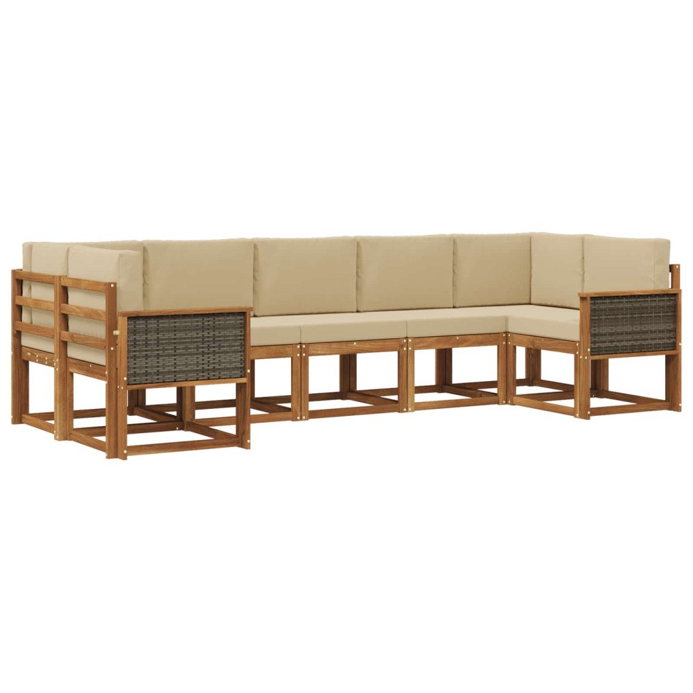 vidaXL Utomhussoffset 7 st Naturlig och Beige