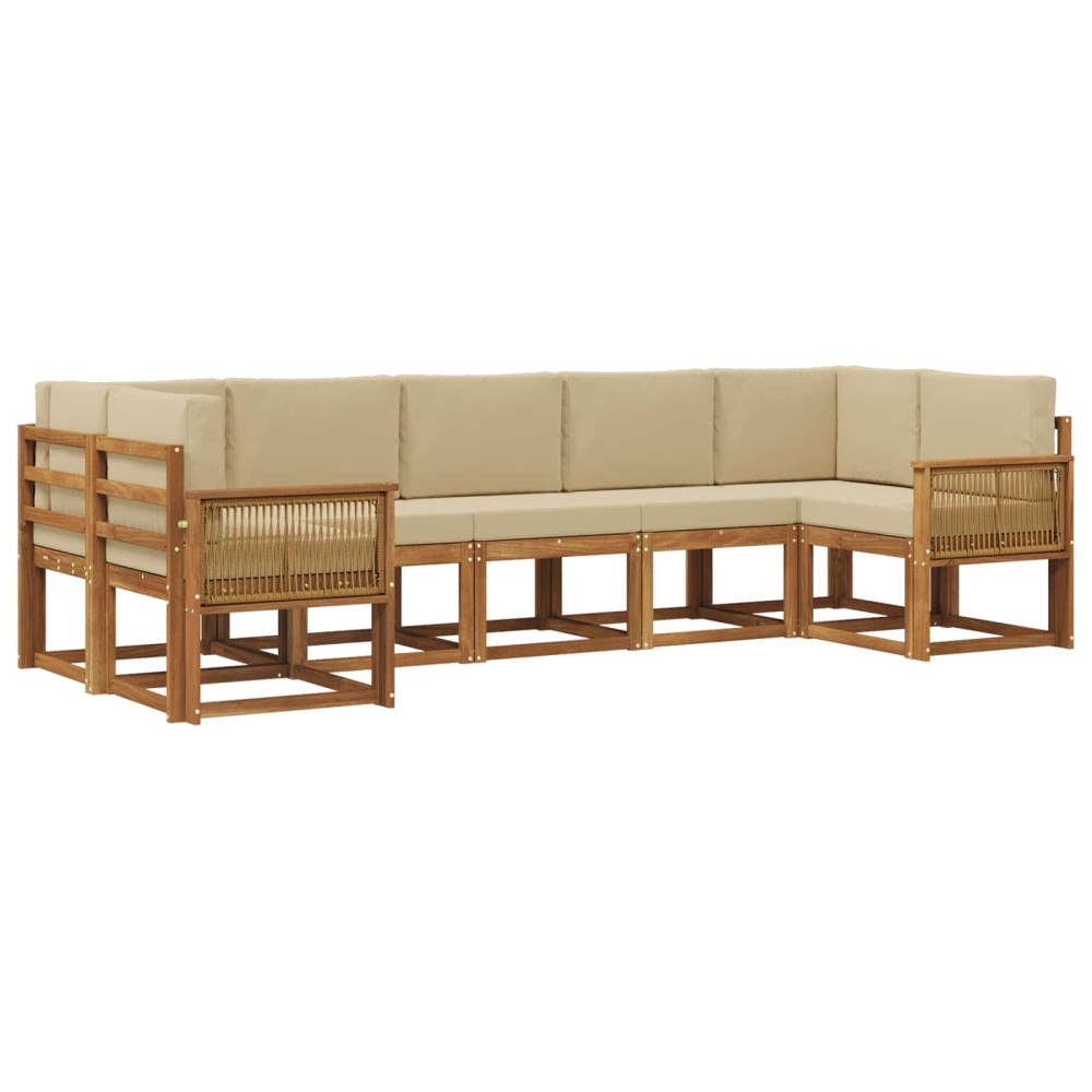 vidaXL Utomhussoffset 7 st Naturlig och Beige