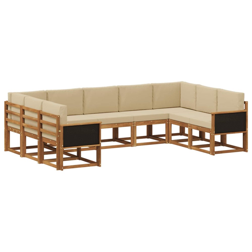 vidaXL Utomhussoffset 9 st Naturlig och Beige Massivt Akaciaträ