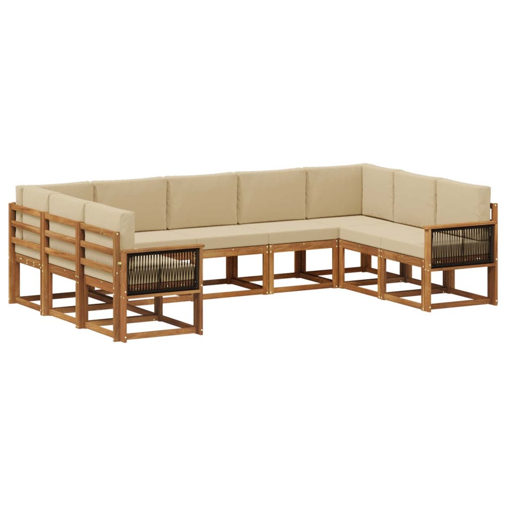 vidaXL Utomhussoffset 9 st Naturlig och Beige Massivt Akaciaträ