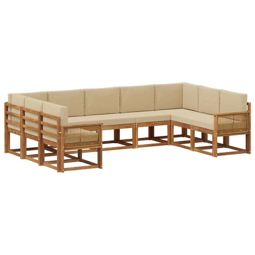vidaXL Utomhussoffset 9 st Naturlig och Beige Massivt Akaciaträ