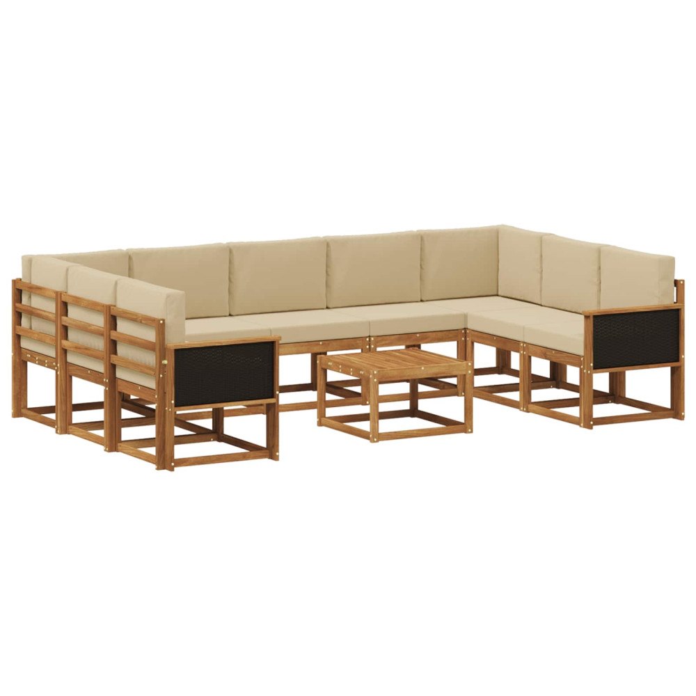 vidaXL Utomhussoffset 10 st Naturlig och Beige