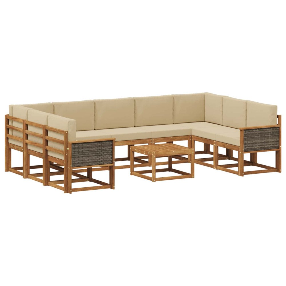 vidaXL Utomhussoffset 10 st Naturlig och Beige
