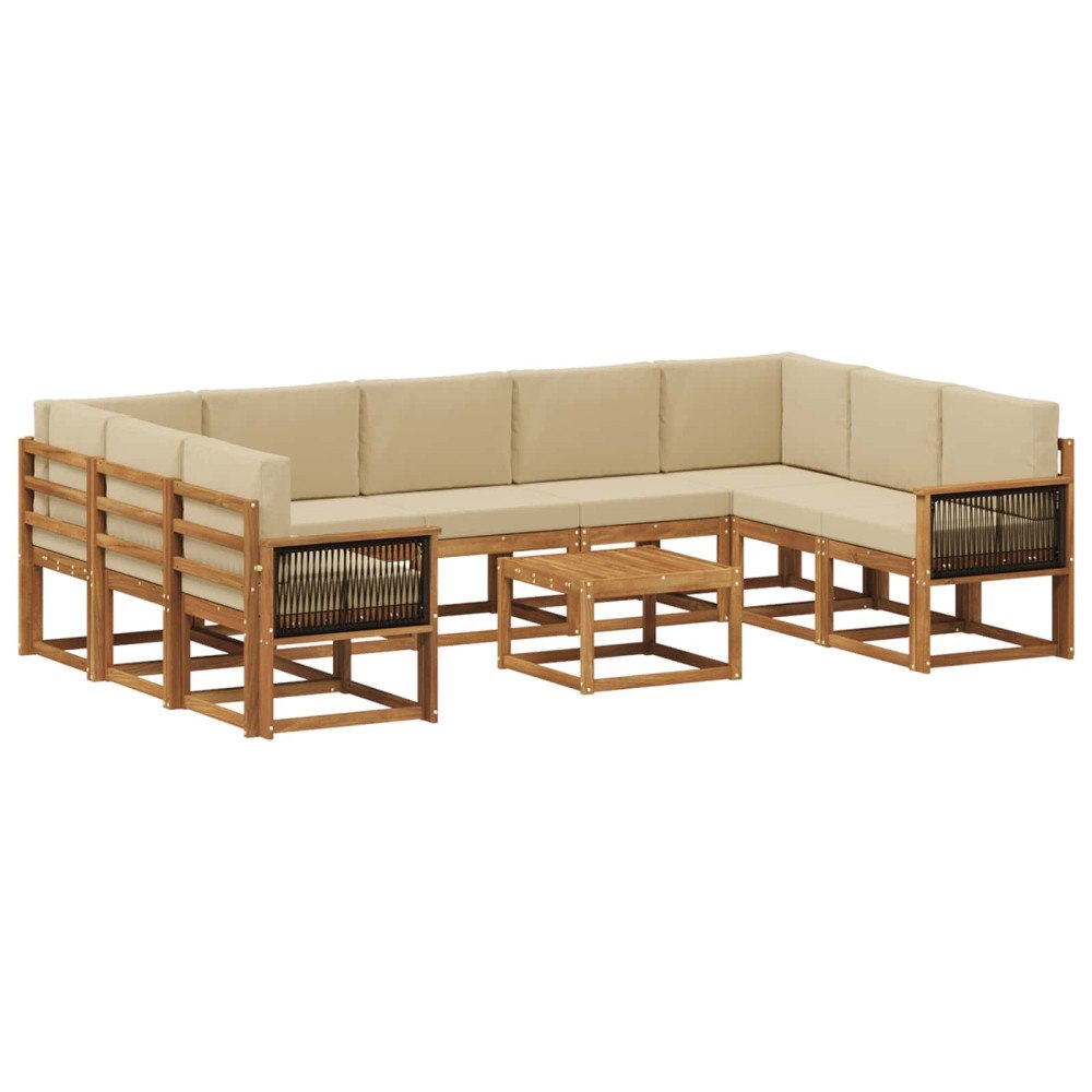 vidaXL Utomhussoffset 10 st Naturlig och Beige