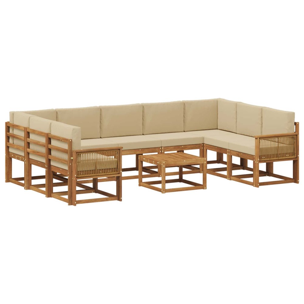 vidaXL Utomhussoffset 10 st Naturlig och Beige