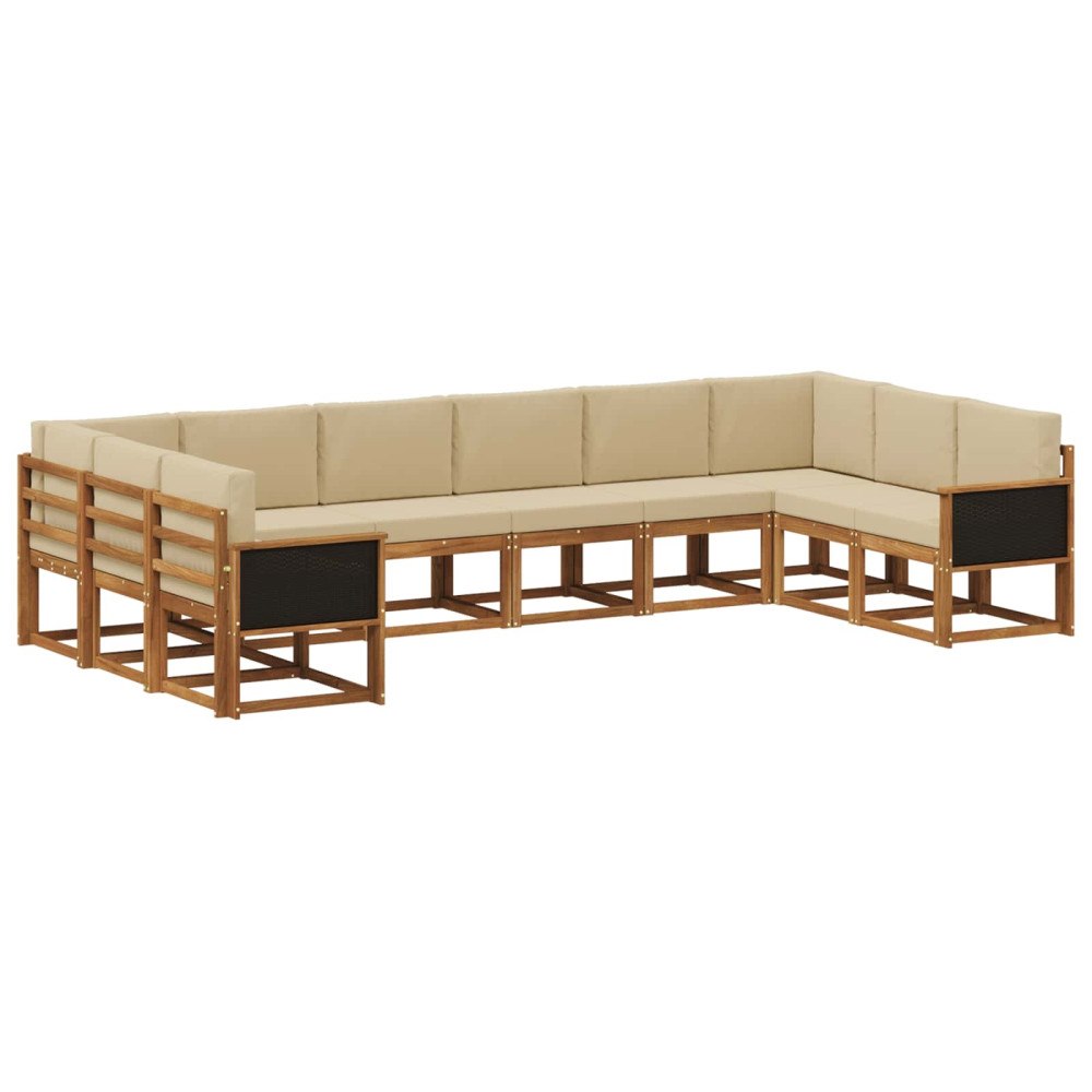 vidaXL Utomhussoffset 10 st Naturlig och Beige Massivt Akaciaträ