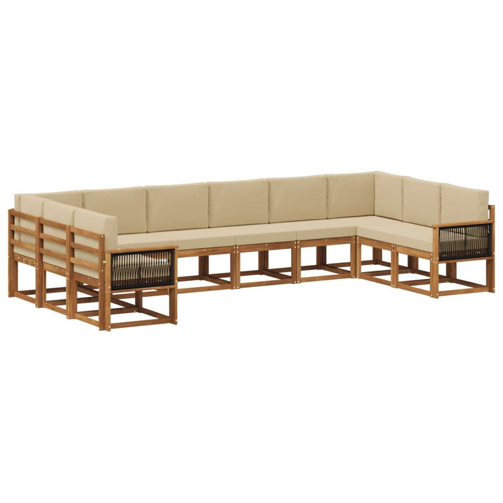 vidaXL Utomhussoffset 10 st Naturlig och Beige Massivt Akaciaträ