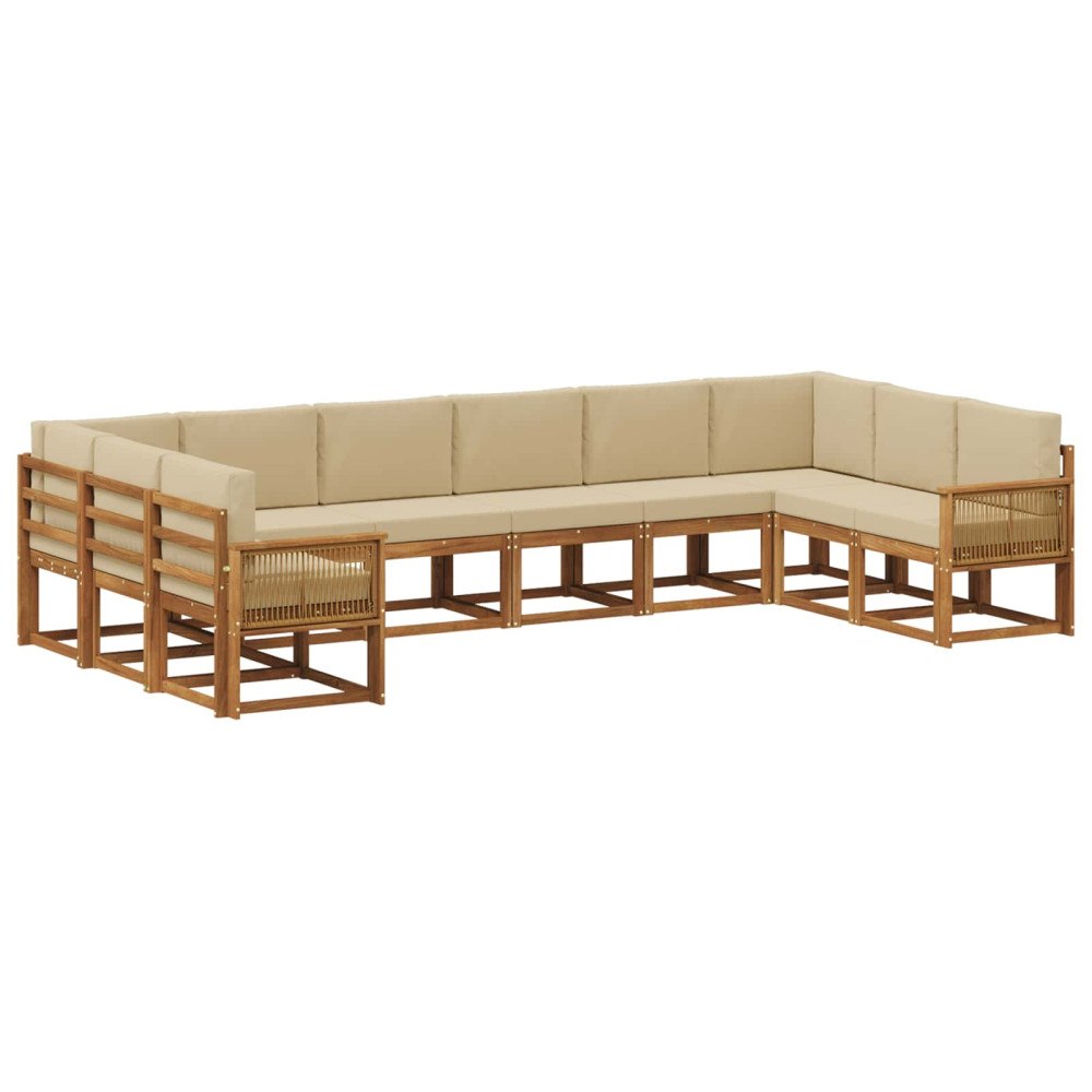 vidaXL Utomhussoffset 10 st Naturlig och Beige Massivt Akaciaträ