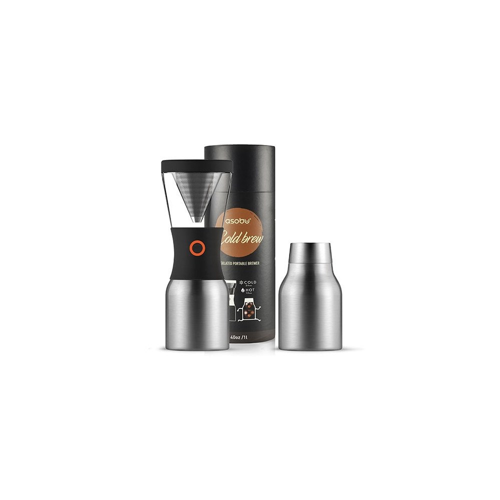 asobu Asobu Cold Brew, Kaffebryggare för kallt kaffe, Svart, Silve...