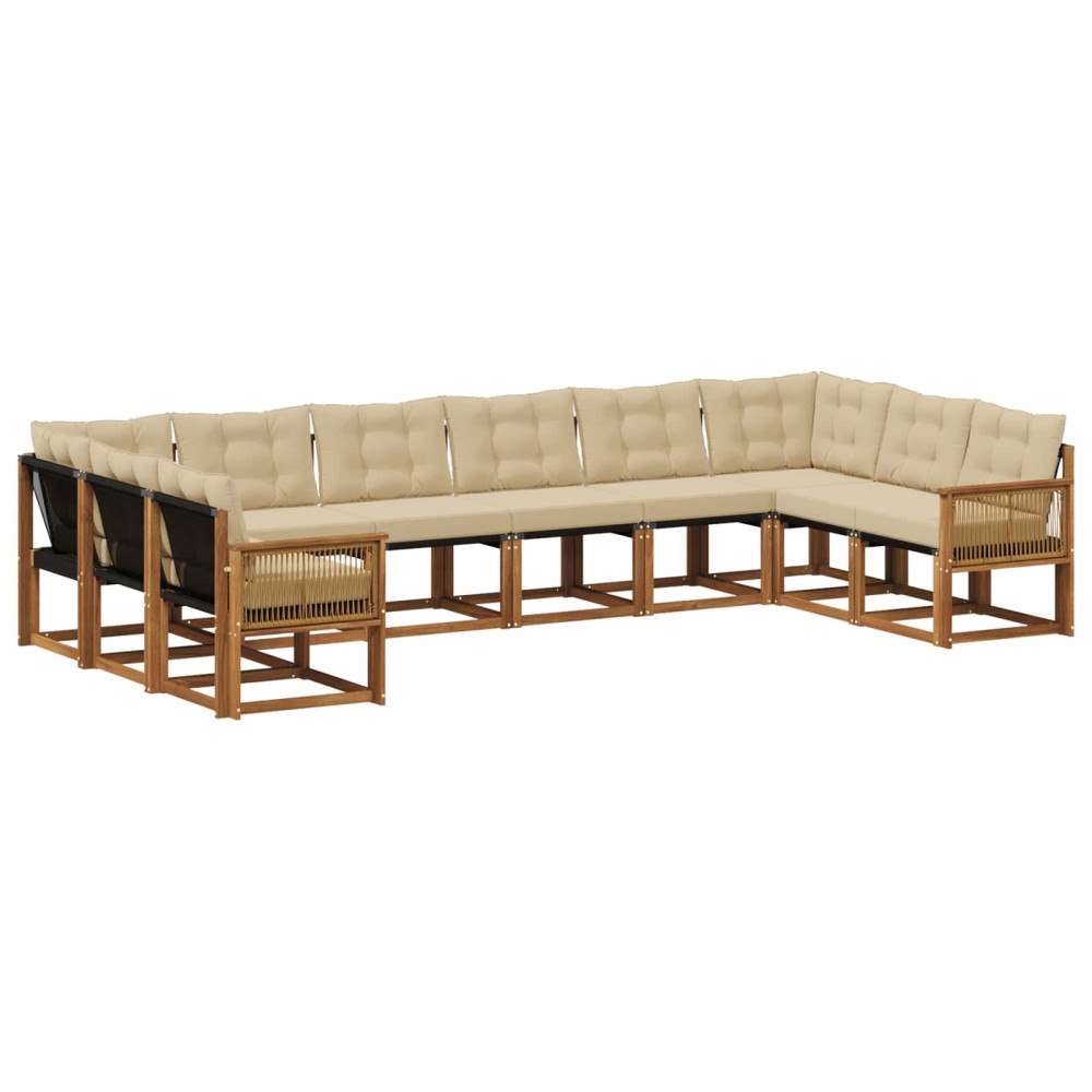 vidaXL Utomhussoffset 10 st Naturlig och Beige