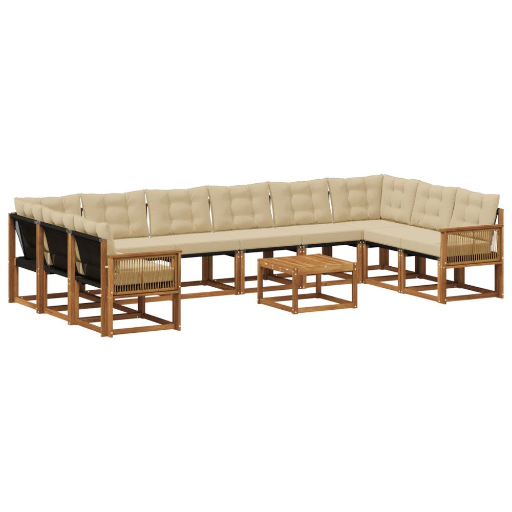 vidaXL Utomhussoffset 11 st Naturlig och Beige