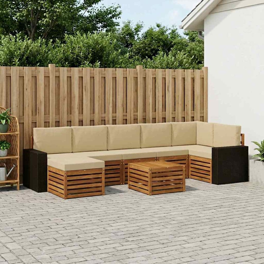 vidaXL Utomhussoffset 8 st Naturlig och Beige