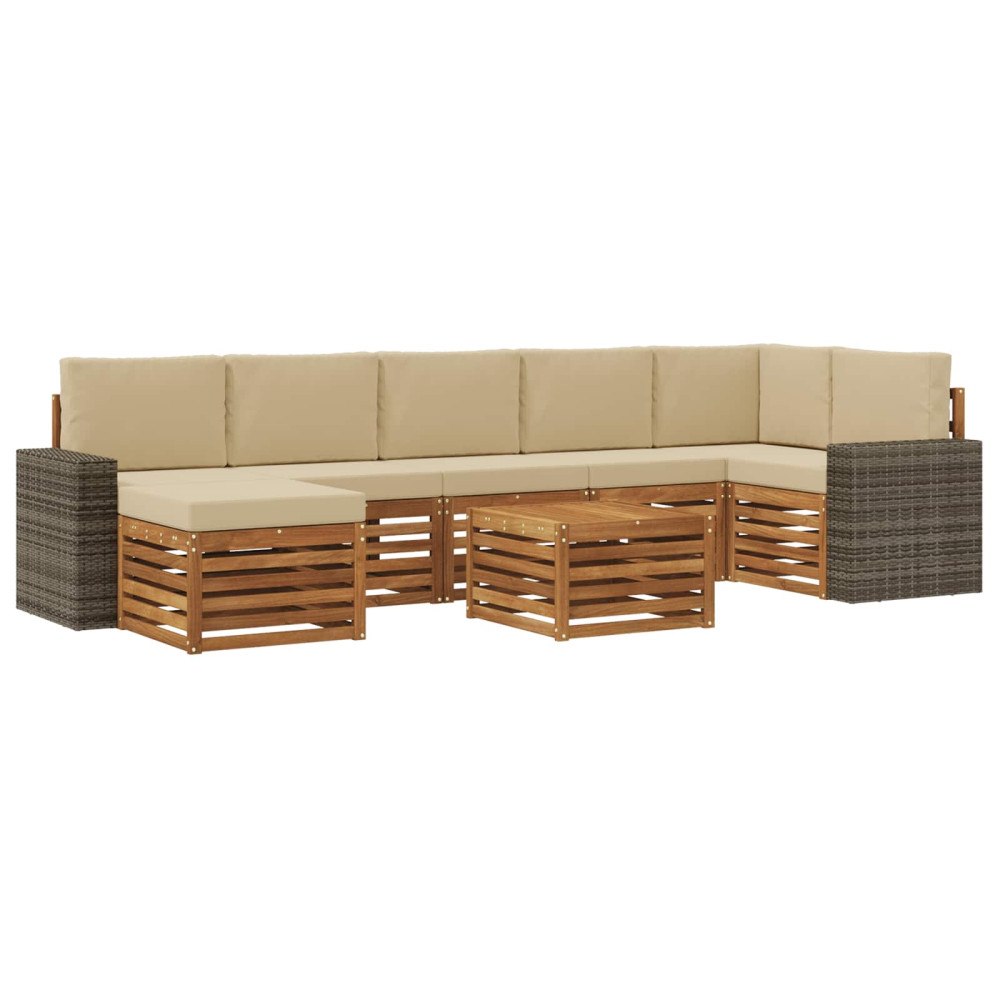 vidaXL Utomhussoffset 8 st Naturlig och Beige