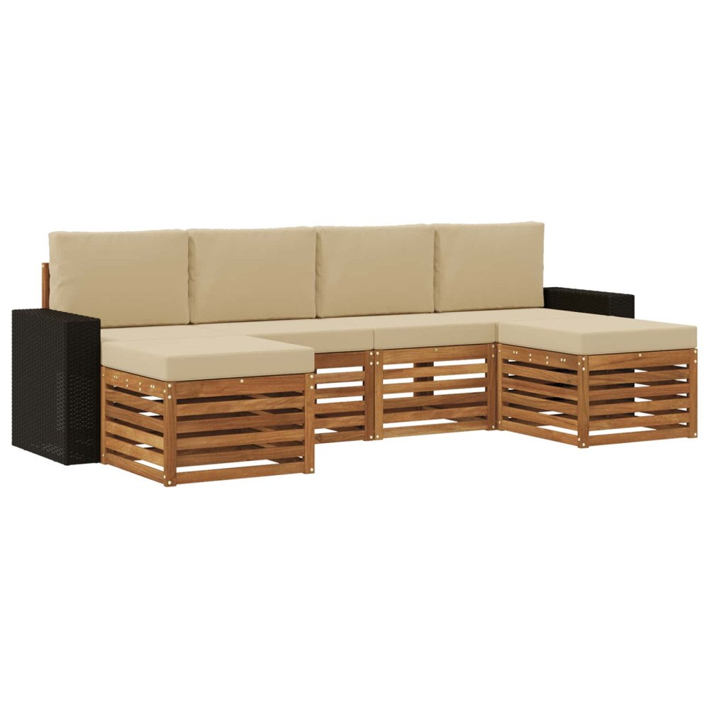 vidaXL Utomhussoffset 6 st Naturlig och Beige