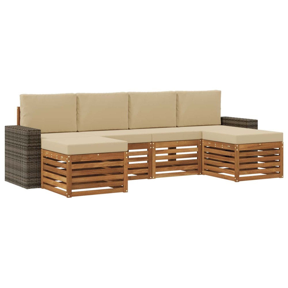 vidaXL Utomhussoffset 6 st Naturlig och Beige