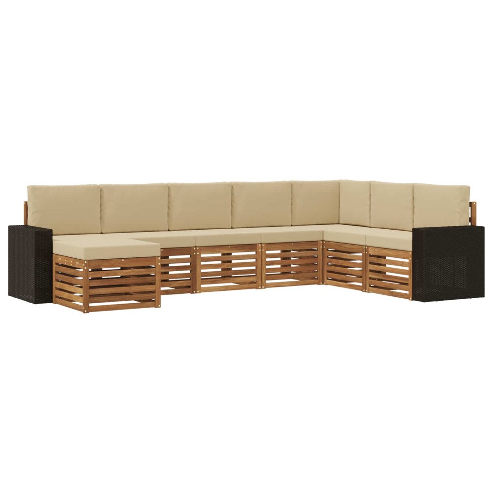 vidaXL Utomhussoffset 8 st Naturlig och Beige