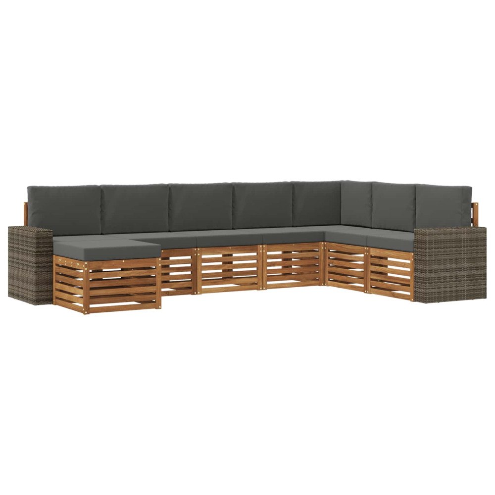 vidaXL Utomhussoffset med kudde 8 pcs Naturlig och Antracit