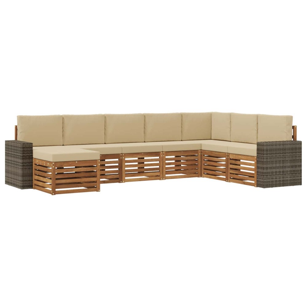 vidaXL Utomhussoffset med kudde 8 pcs Naturlig och Beige