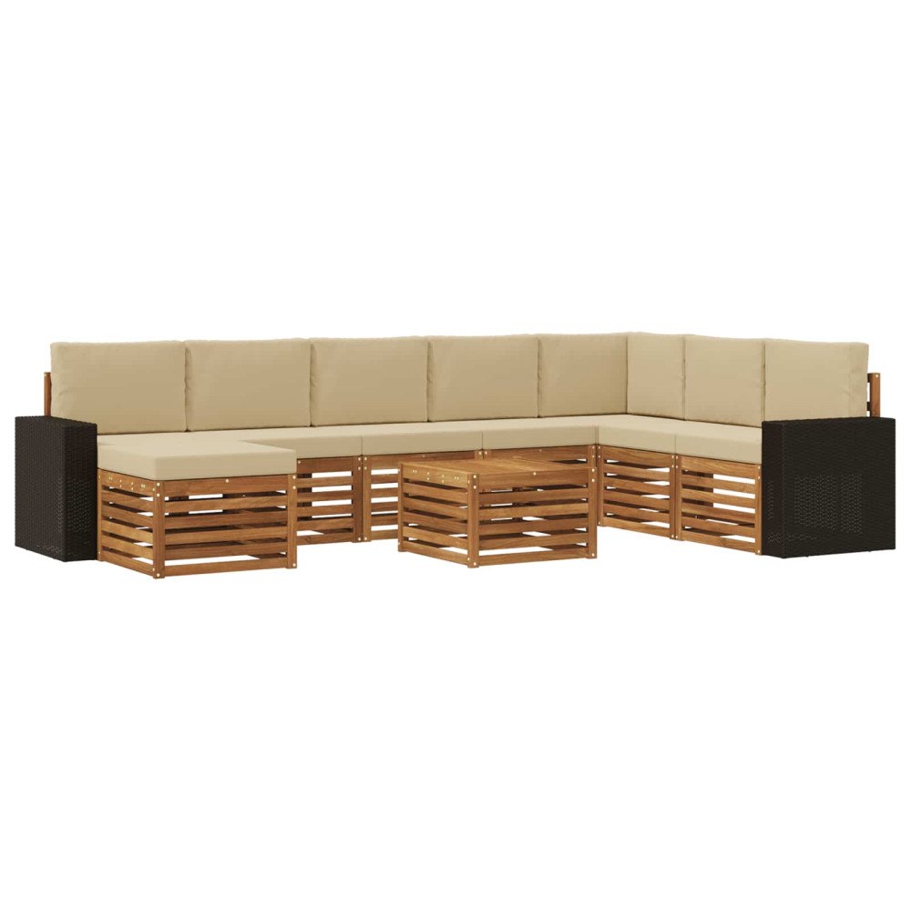 vidaXL Utomhussoffset 9 st Naturlig och Beige