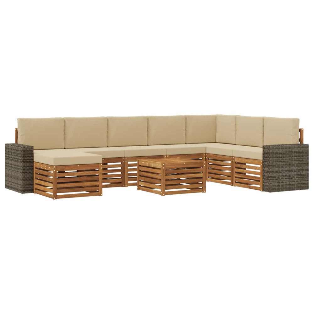 vidaXL Utomhussoffset 9 st Naturlig och Beige