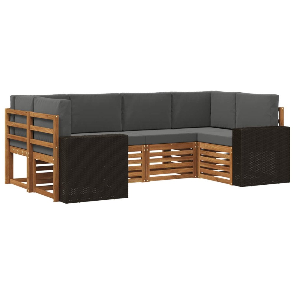 vidaXL Utomhussoffset 6 st Naturlig och Antracit Polyester