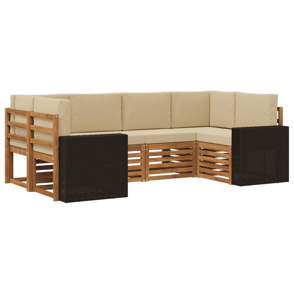 vidaXL Utomhussoffset 6 st Naturlig och Beige Polyester