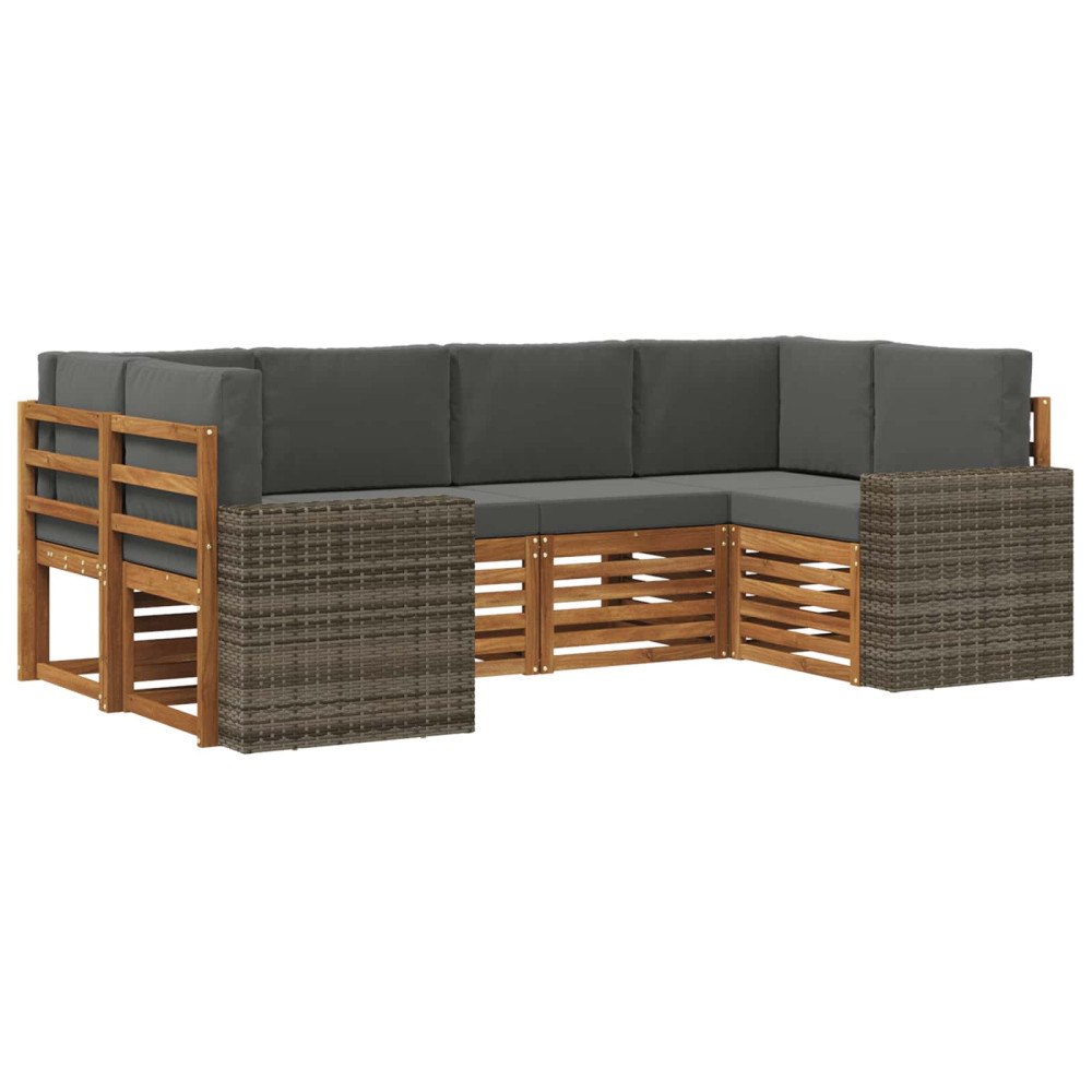 vidaXL Utomhussoffset 6 st Naturlig och Antracit Polyester