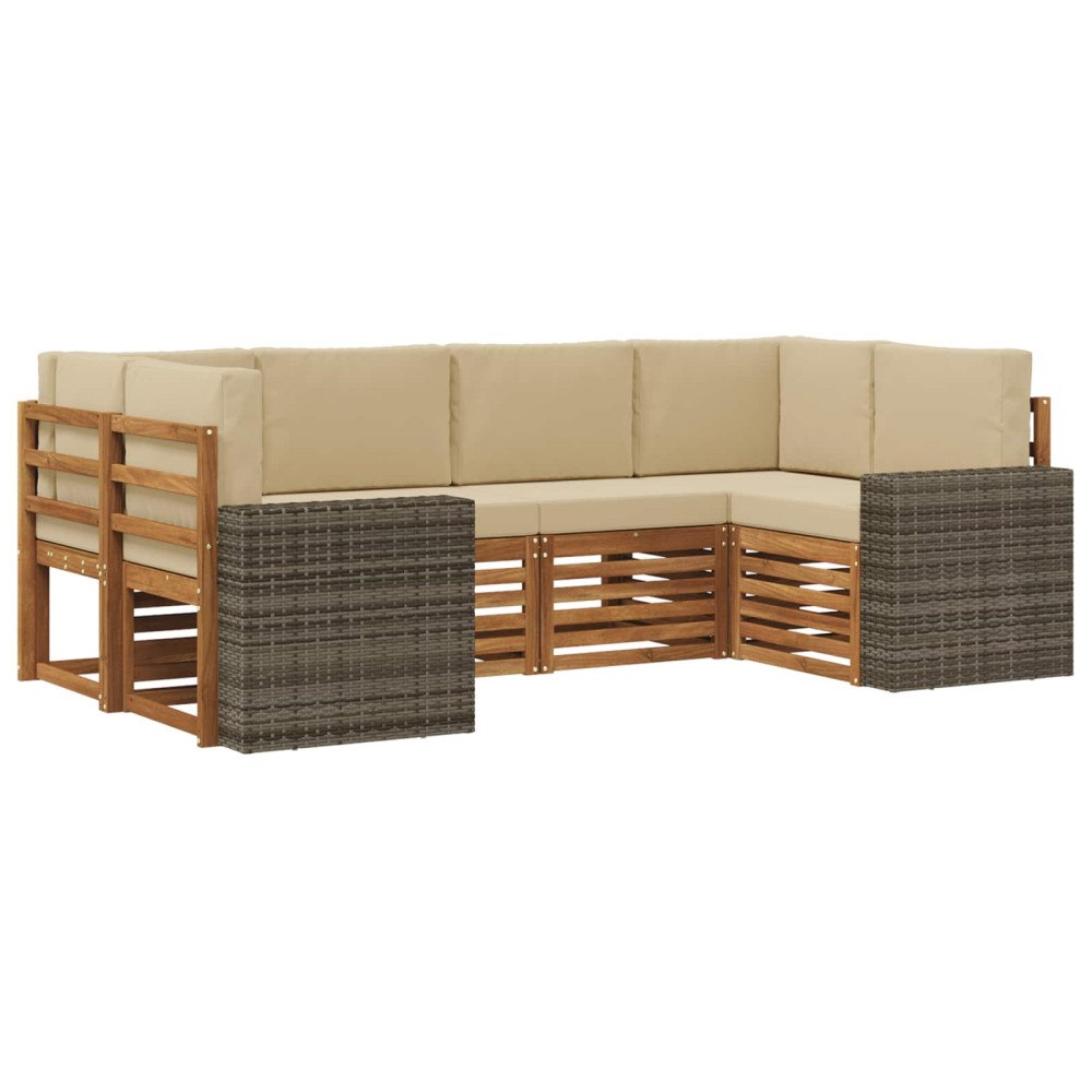 vidaXL Utomhussoffset 6 st Naturlig och Beige Polyester