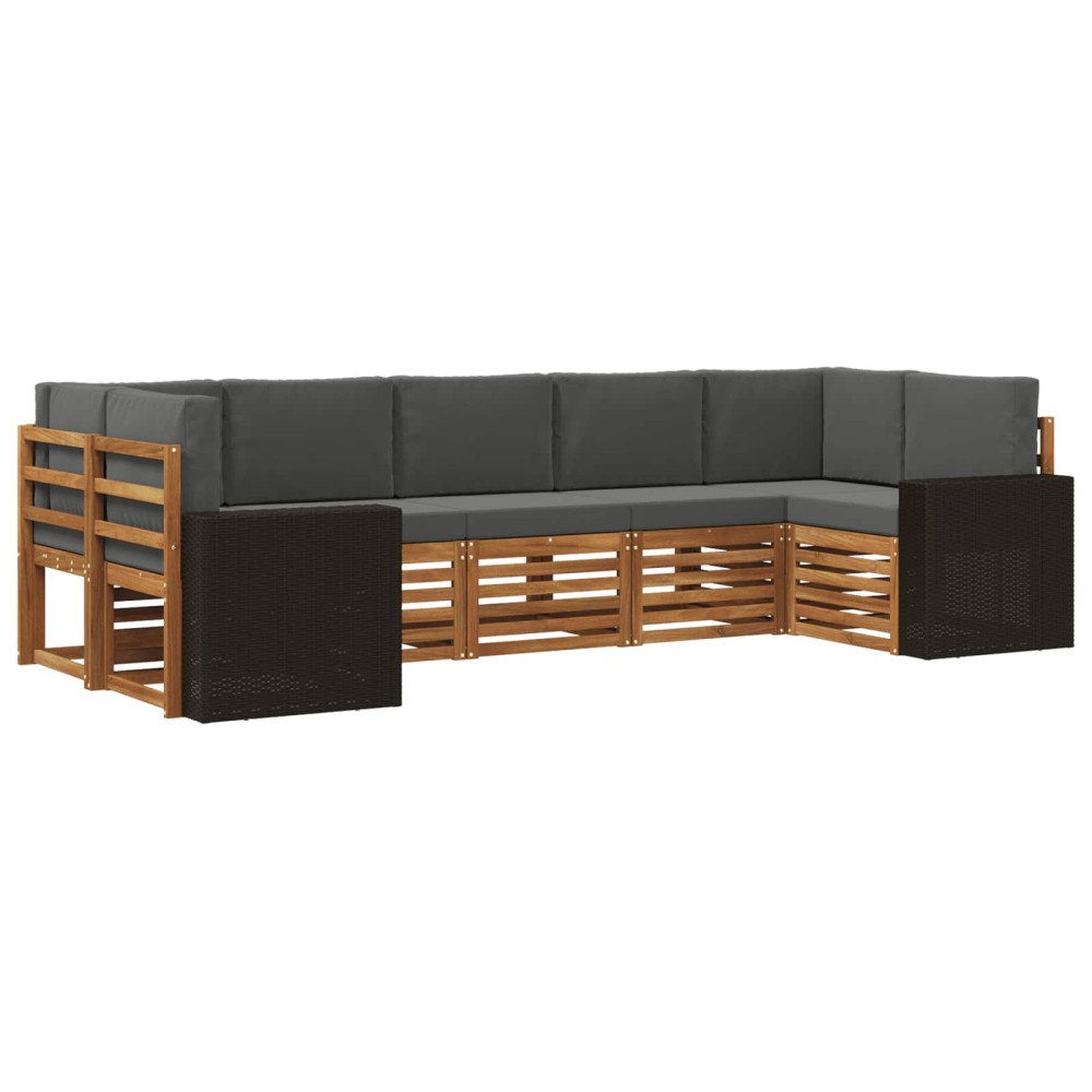 vidaXL Utomhussoffset 7 st Naturlig och Antracit Polyester