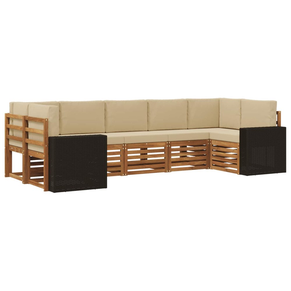 vidaXL Utomhussoffset 7 st Naturlig och Beige Polyester