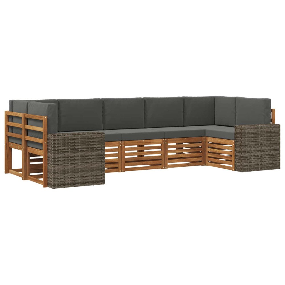 vidaXL Utomhussoffset 7 st Naturlig och Antracit Polyester
