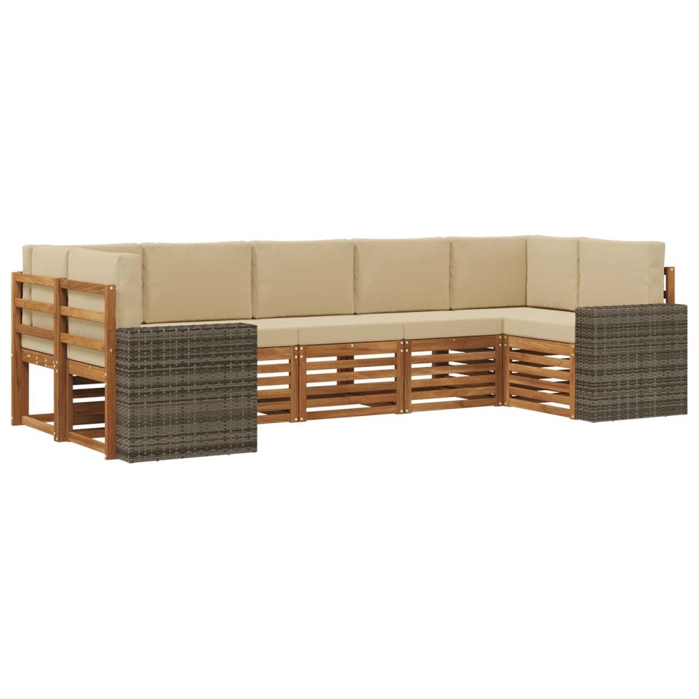 vidaXL Utomhussoffset 7 st Naturlig och Beige Polyester