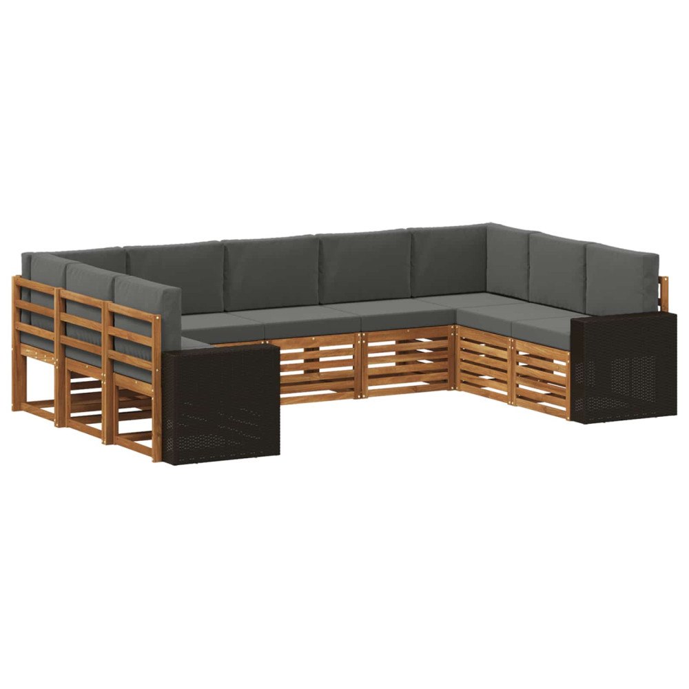 vidaXL Utomhussoffset 9 st Naturlig och Antracit Polyester