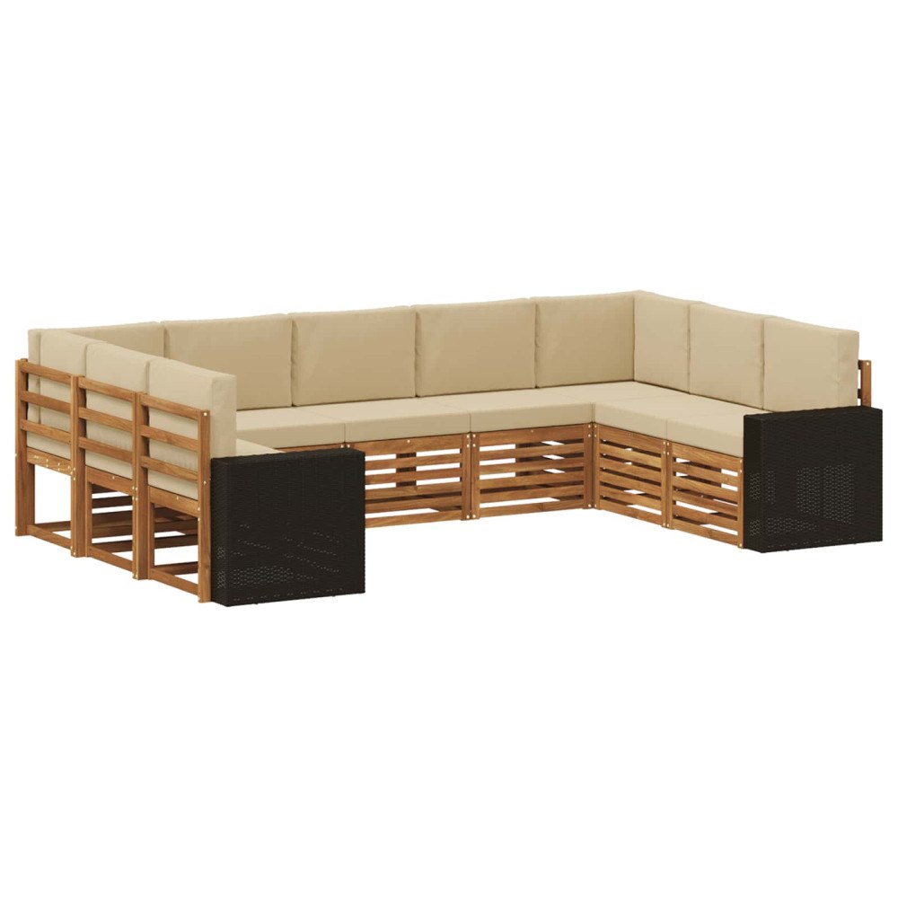 vidaXL Utomhussoffset 9 st Naturlig och Beige Polyester