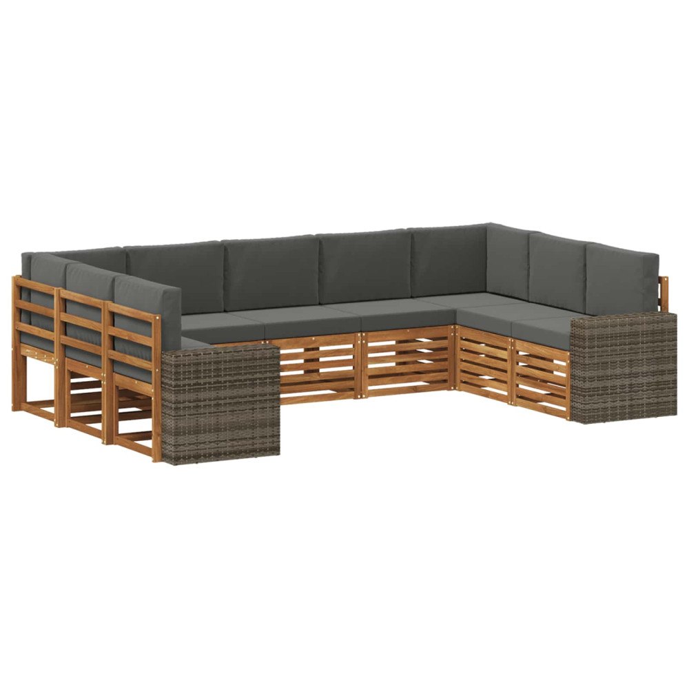 vidaXL Utomhussoffset 9 st Naturlig och Antracit Polyester