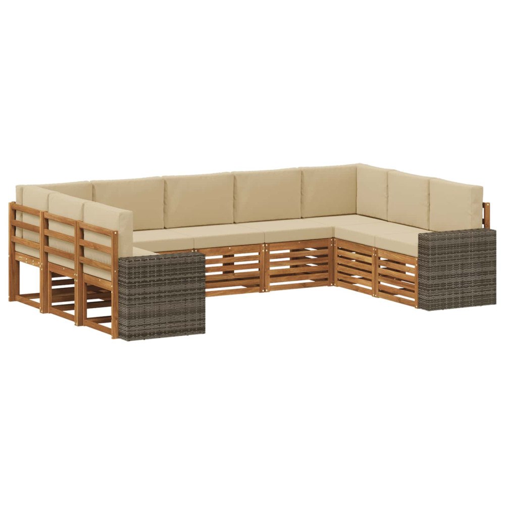 vidaXL Utomhussoffset 9 st Naturlig och Beige Polyester