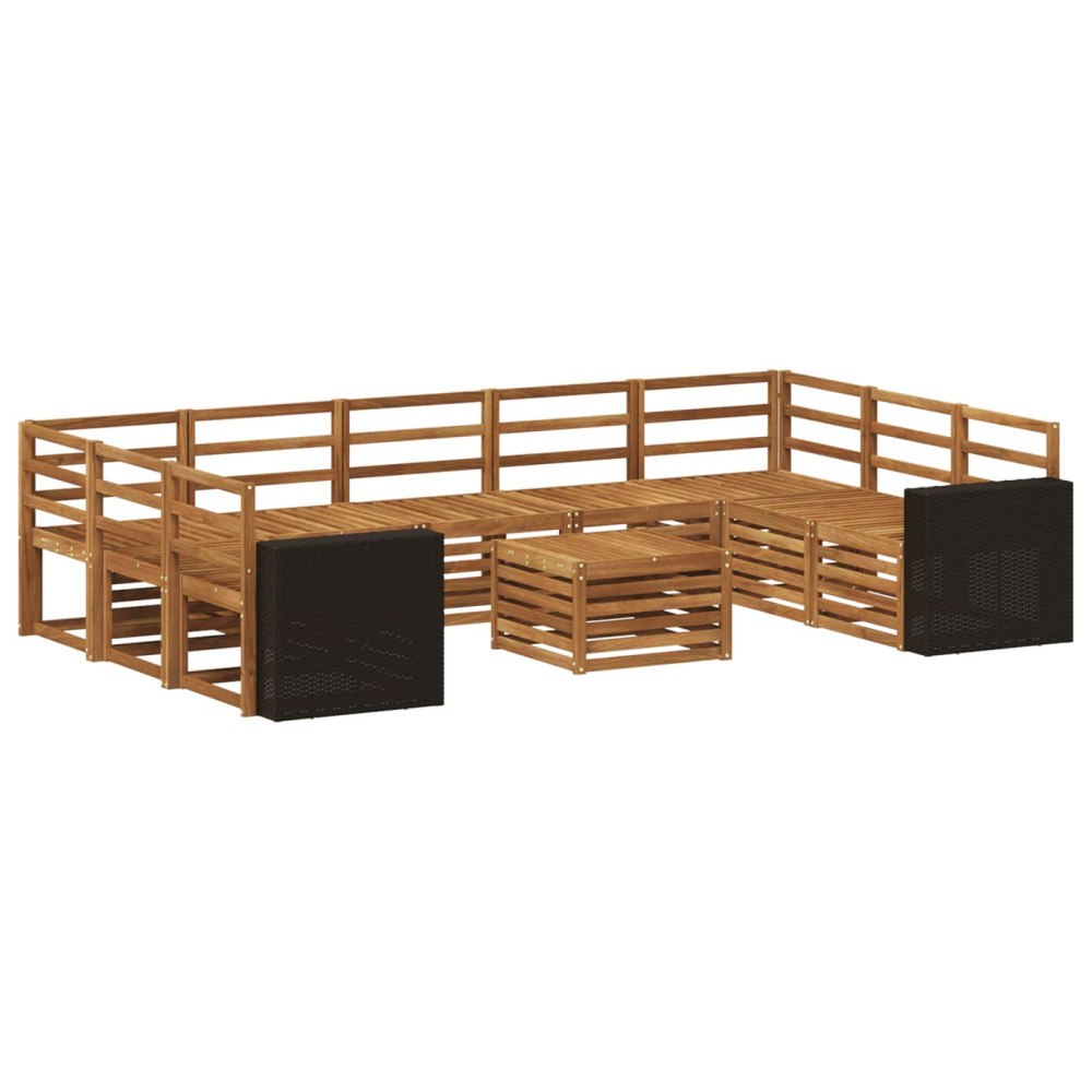 vidaXL Soffgrupper 10 pcs Naturlig Massivt Akaciaträ