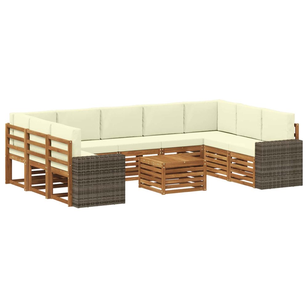 vidaXL Soffgrupper 10 pcs Naturlig och Grädde Massivt Akaciaträ
