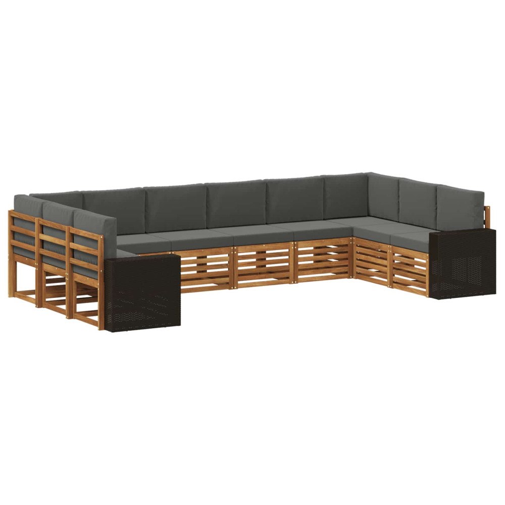 vidaXL Utomhussoffset 10 st Naturlig och Antracit Polyester